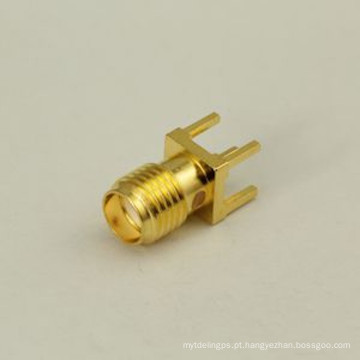 Conector fêmea PCB Mount SMA banhado a ouro